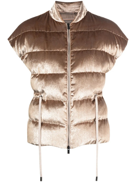  Peserico Velvet-effect Padded Gilet - Brown 
