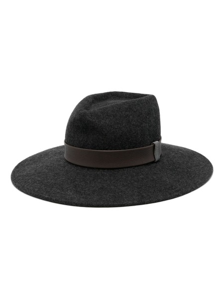  Peserico Wool Felted Fedora Hat - Grey 
