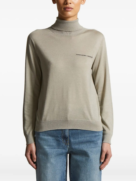  Peserico Zip-detail Turtleneck Sweater - Green 