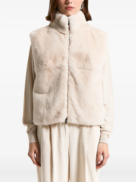  Peserico Zip Faux-fur Gilet - Neutrals 