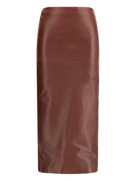  Petar Petrov Leather Pencil Skirt - Brown 