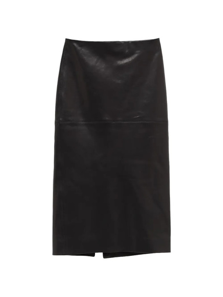  Petar Petrov Slit Leather Midi Skirt - Black 