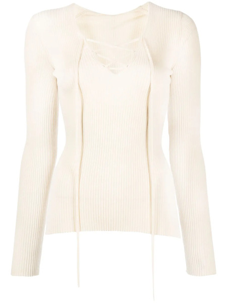  Petar Petrov Tie-front Long-sleeve Top - Neutrals 