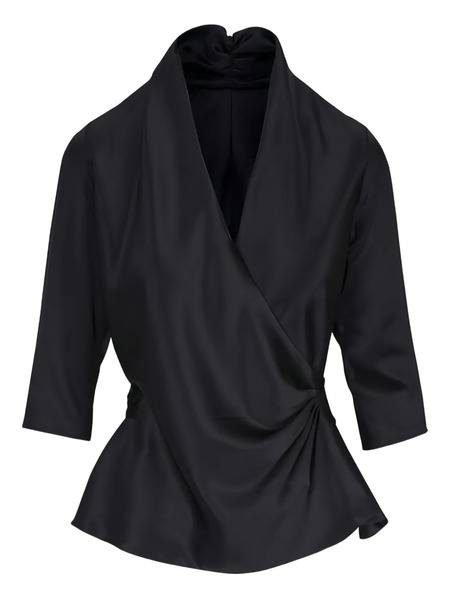  Peter Cohen Belted Silk Blouse - Black 