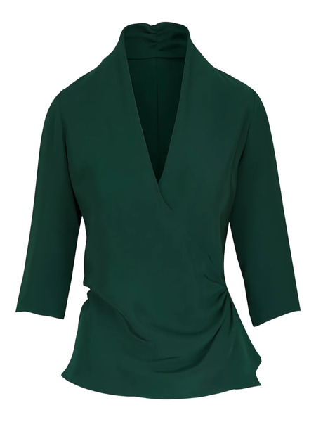  Peter Cohen Draped Tie Blouse - Green 