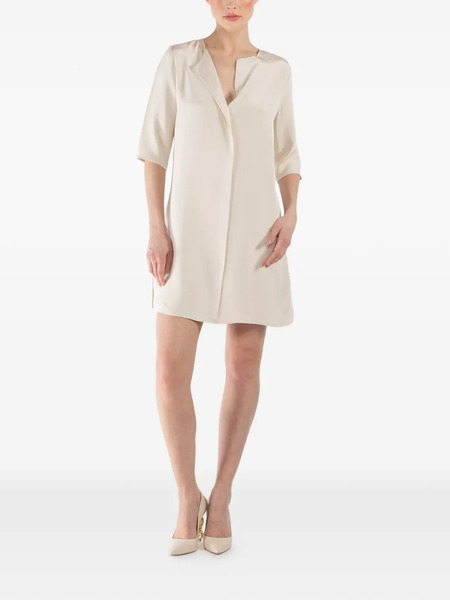  Peter Cohen Notch-neck Short-sleeve Mini Dress - Neutrals 