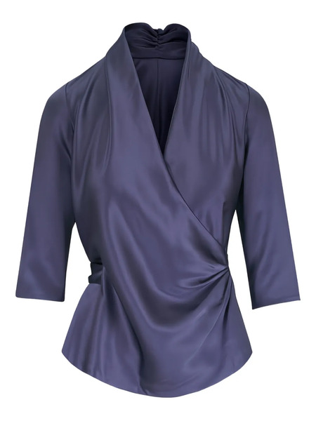  Peter Cohen Silk Wrap Blouse - Purple 