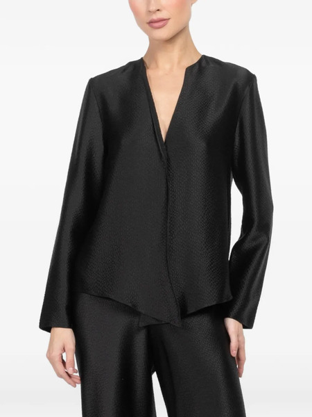  Peter Cohen V-neck Long-sleeve Blouse - Black 