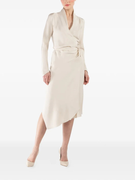  Peter Cohen Victor Long-sleeve Wrap Midi Dress - Neutrals 