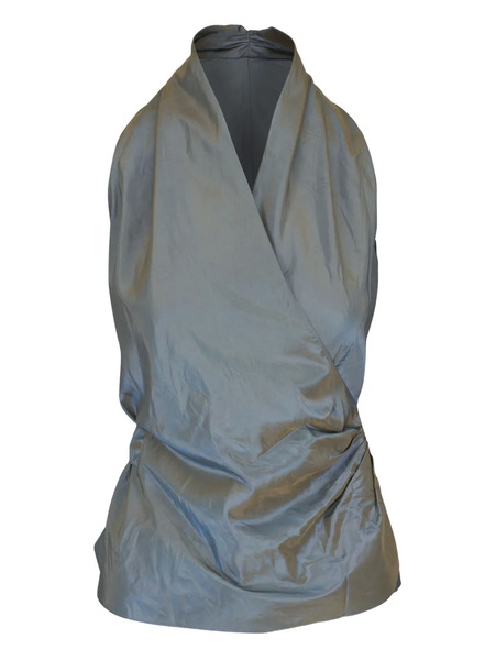  Peter Cohen Wrap-around Silk Top - Blue 