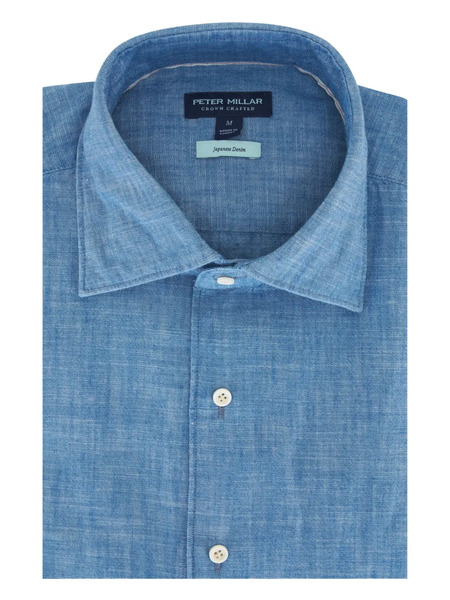 Peter Millar Chambray Button-up Shirt - Blue 