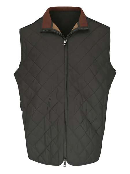  Peter Millar Quilted Collared Gilet - Green 
