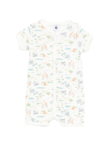  Petit Bateau Animal-print Romper - White 