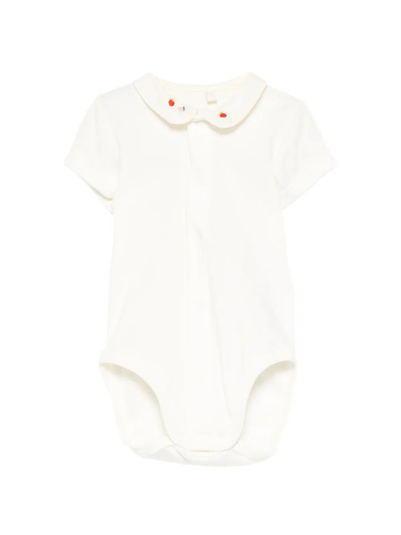  Petit Bateau Collared Strawberry Bodysuit - White 