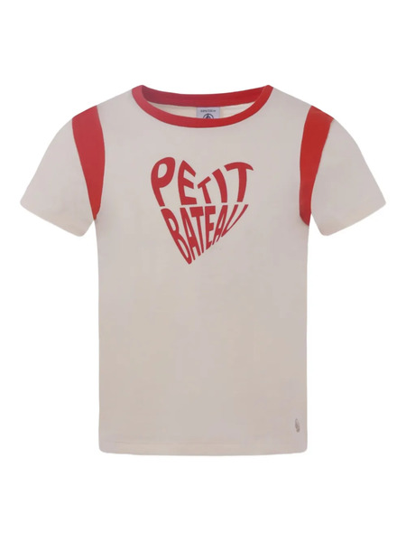 Petit Bateau Heart-print Organic-cotton T-shirt - Neutrals 