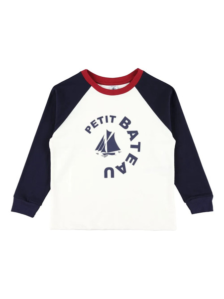  Petit Bateau Long-sleeved Logo T-shirt - White 