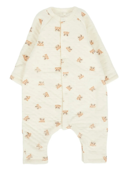  Petit Bateau Panda-print Quilted Romper - Neutrals 