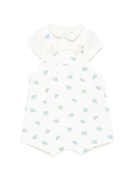  Petit Bateau Peter-pan Collar Dungaree Set - White 