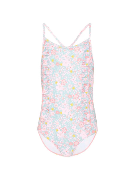  Petit Bateau Ruffled Floral-print Swimsuit - Blue 