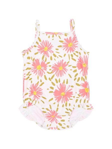  Petit Bateau Ruffled Floral Swimsuit - White 
