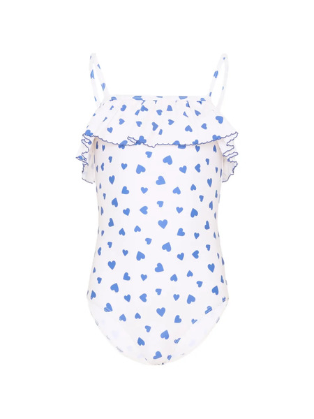  Petit Bateau Ruffled Heart Swimsuit - White 