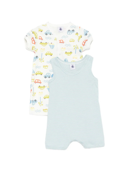  Petit Bateau Short-sleeve Rompers (set Of Two) - White 
