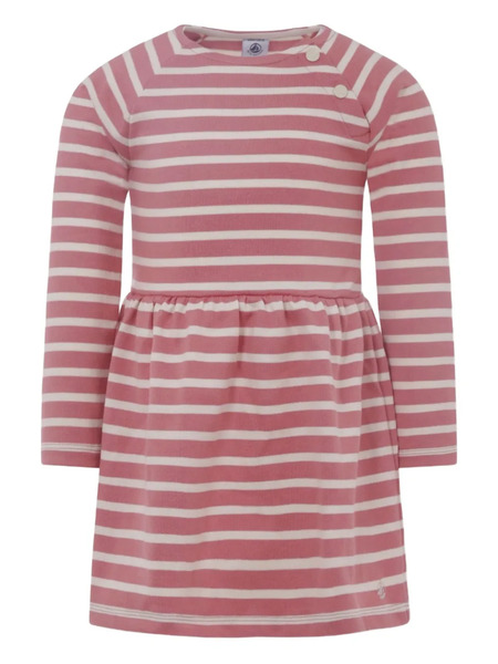  Petit Bateau Striped Long-sleeve Dress - Pink 