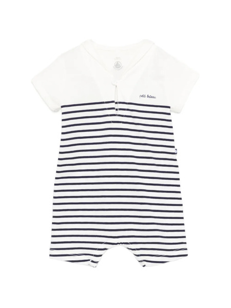  Petit Bateau Striped Romper - White 