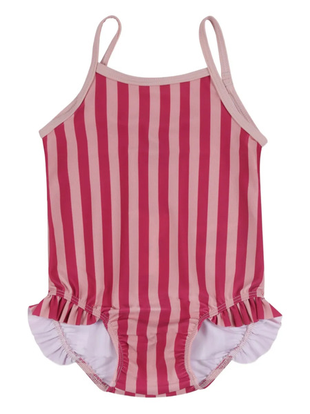  Petit Bateau Striped Ruffled Swimsuit - Pink 