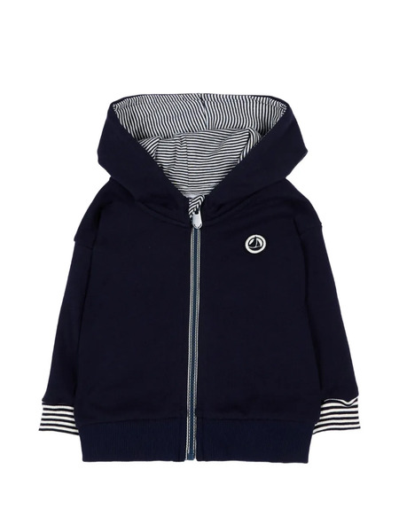  Petit Bateau Striped-trim Hoodie - Blue 