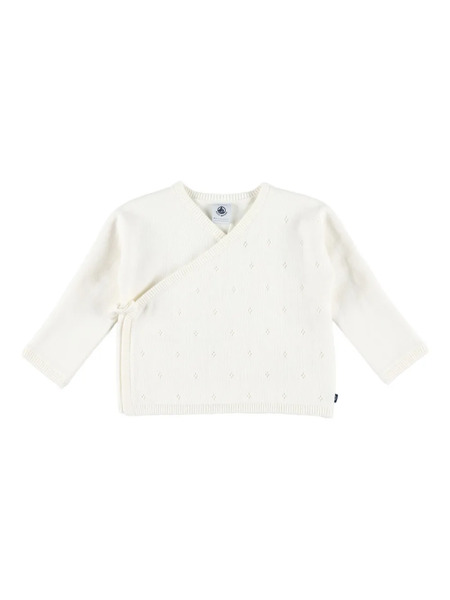  Petit Bateau Wrap-effect Cardigan - 03 Marshmallow White 