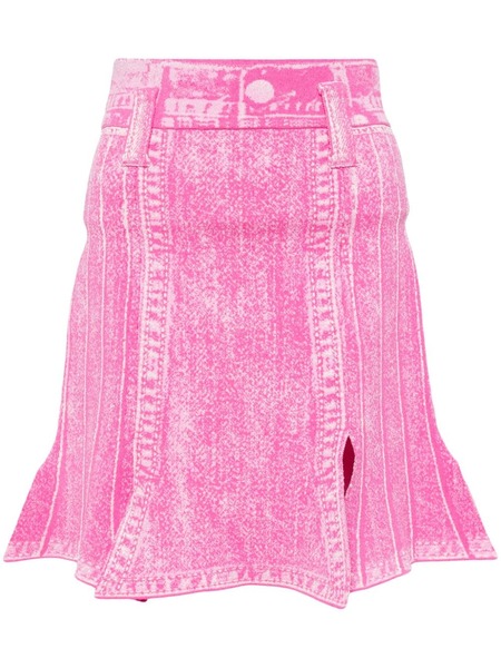  Ph5 Denim-print High-rise Skirt - Pink 