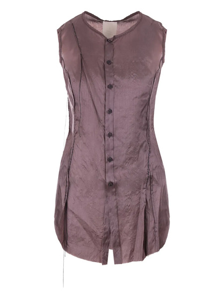  Phaedo Studios Button-front Raw-edge Top - Purple 