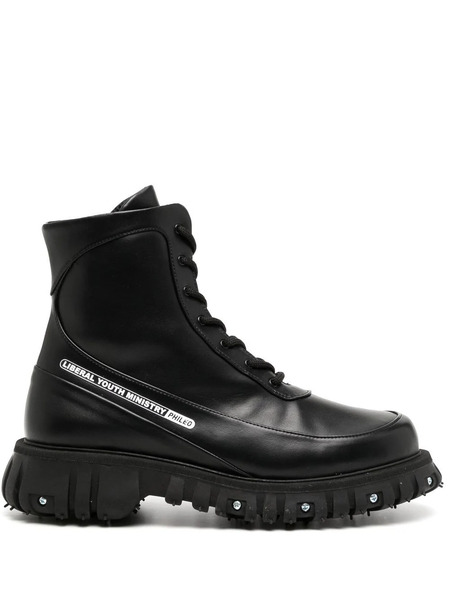  Phileo Screw-detail Leather Ankle Boots - Black 