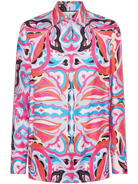  Philipp Plein All-over Graphic-print Silk Shirt - Pink 