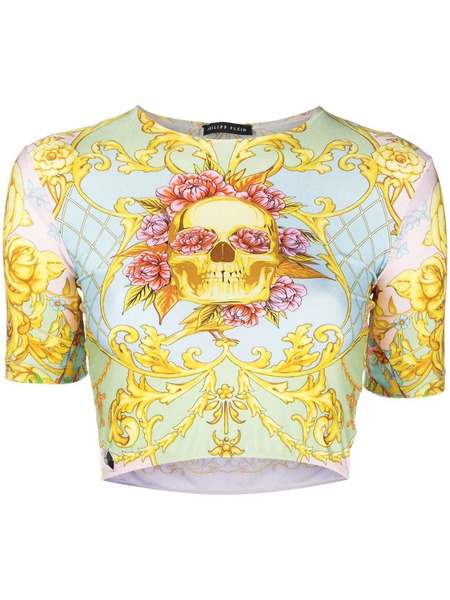  Philipp Plein Baroque-print Crop-top - Green 