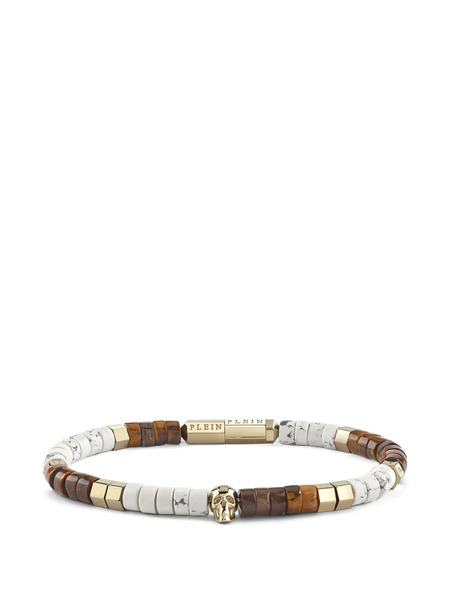  Philipp Plein Beaded Skull Bracelet - White 