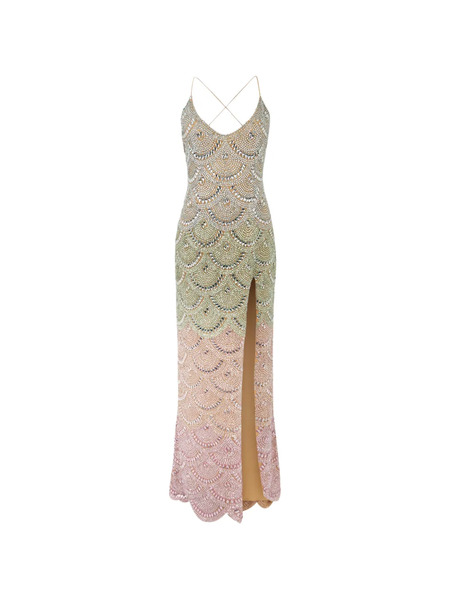  Philipp Plein Beaded Wave Long Dress - Green 