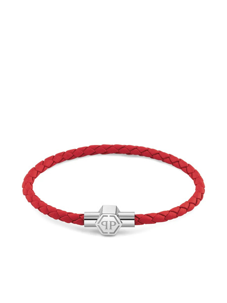  Philipp Plein Braided-leather Bracelet - Silver 
