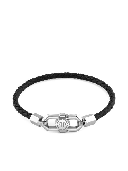  Philipp Plein Braided Leather Bracelet - Silver 