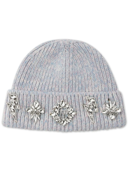  Philipp Plein Brooch-detail Beanie - Blue 