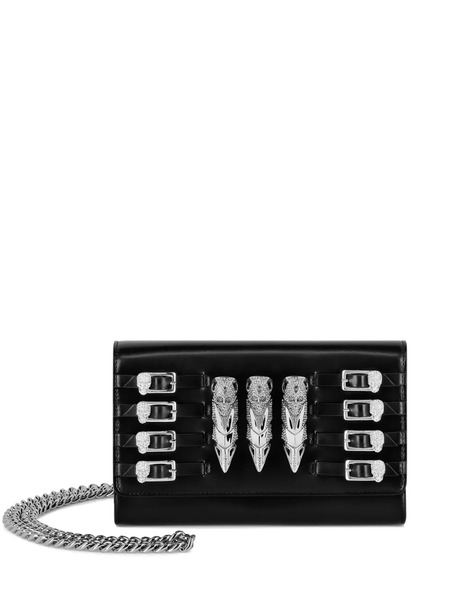  Philipp Plein Buckled Leather Clutch - Black 