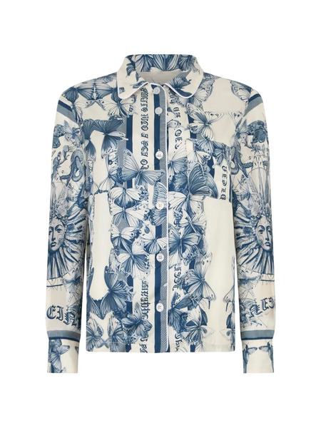  Philipp Plein Butterfly Tattoo Silk Shirt - Neutrals 