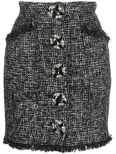  Philipp Plein Button-front Tweed Skirt - Black 