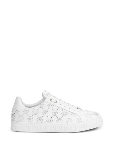  Philipp Plein Carson Monogram Strass Low-top Sneakers - White 