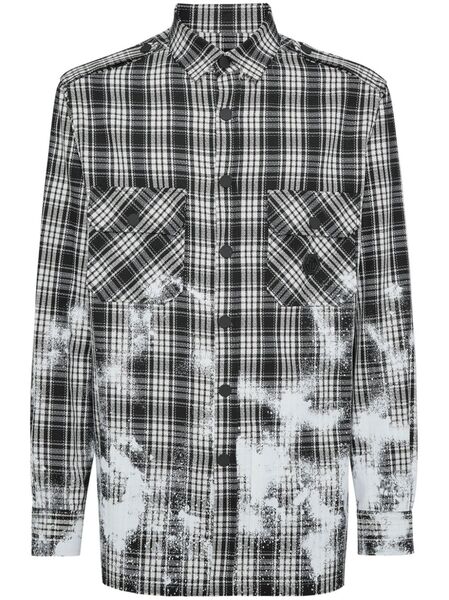  Philipp Plein Checked Long-sleeve Shirt - Black 