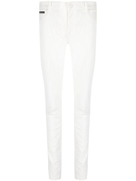  Philipp Plein Crackle-textured Denim Leggings - White 