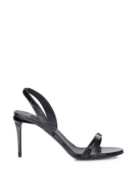  Philipp Plein Croco-print Hexagon-logo Sandals - Black 