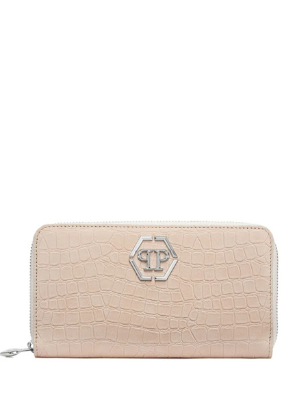 Philipp Plein Crocodile-effect Zip-around Wallet - Neutrals 