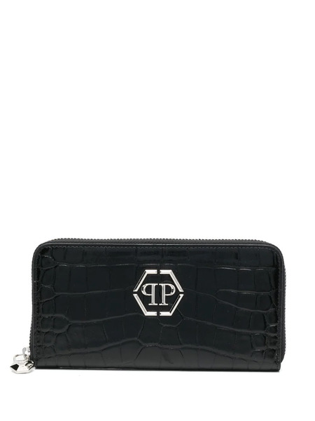  Philipp Plein Crocodile-embossed Leather Purse - Black 
